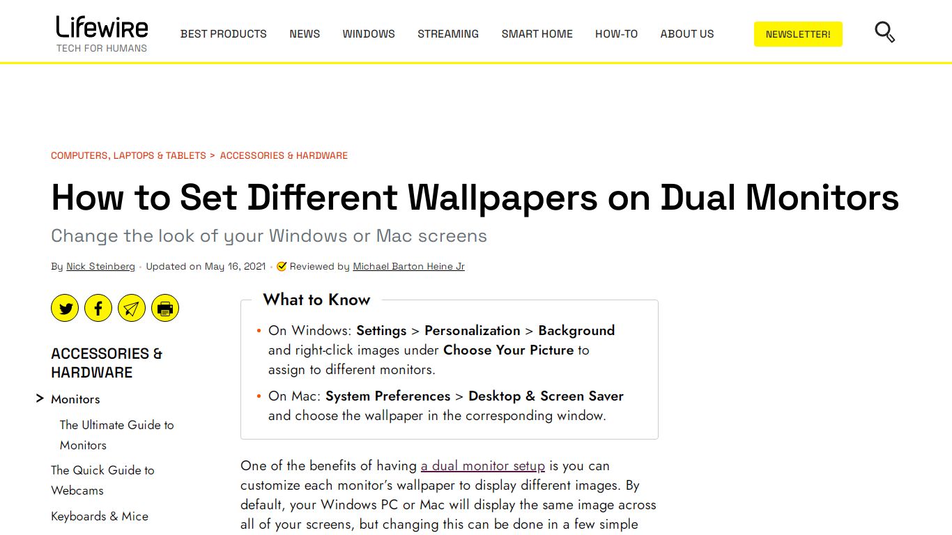 How to Set Different Wallpapers on Dual Monitors - Lifewire